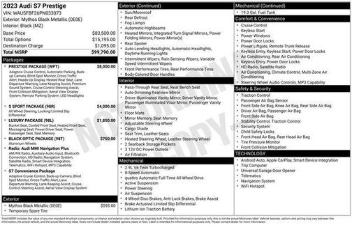2023 Audi S7 Prestige TFSI quattro Tiptronic