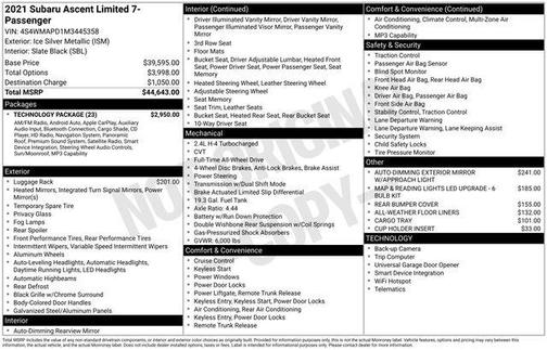 2021 Subaru Ascent Limited 7-Passenger