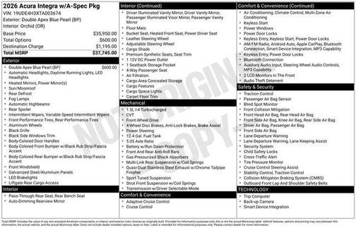 2026 Acura Integra w/A-Spec Package