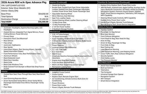 Solar Silver Metallic 2026 Acura RDX A-Spec Advance Package