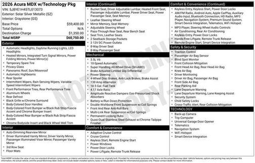 2026 Acura MDX Technology Package