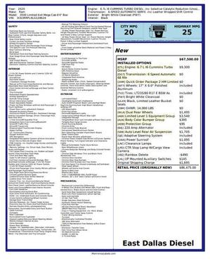 2020 RAM 3500 Limited Mega Cab 4x4 6'4' Box