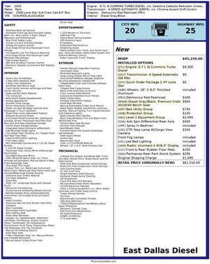 2020 RAM 2500 Lone Star Crew Cab 4X4 6'4' Box