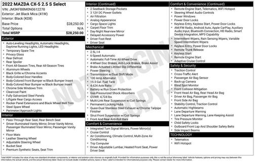 2022 Mazda CX-5 2.5 S Select Package