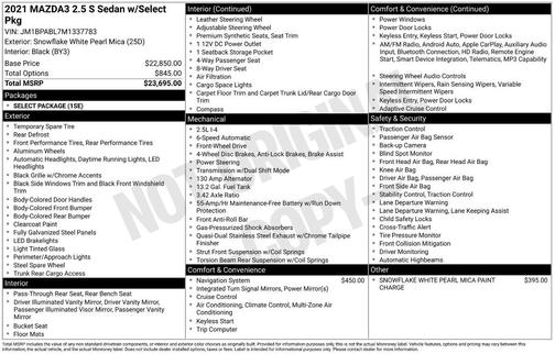 2021 Mazda Mazda3 FWD w/Select Package
