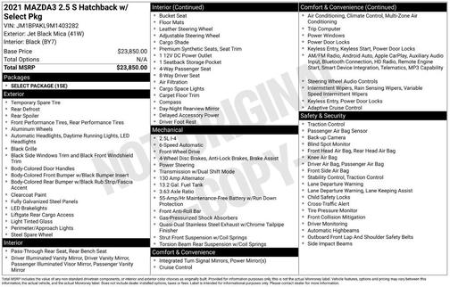 2021 Mazda Mazda3 FWD w/Select Package