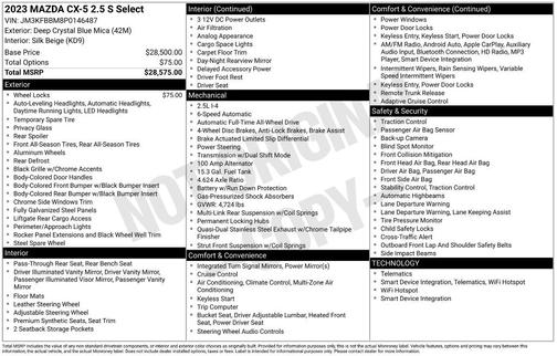 2023 Mazda CX-5 2.5 S Select Package