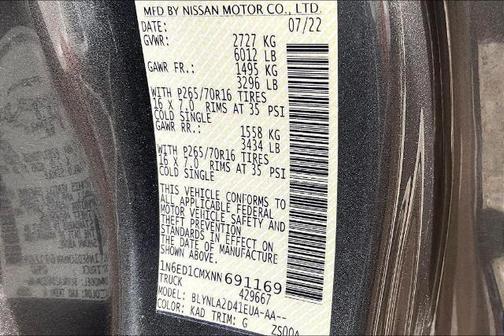 Gun Metallic 2022 Nissan Frontier S