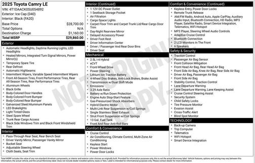 2025 Toyota Camry LE
