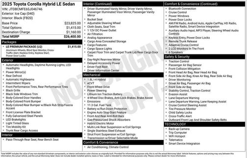 2025 Toyota Corolla Hybrid SE