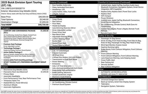 Moonstone Gray Metallic 2025 Buick Envision Sport Touring AWD