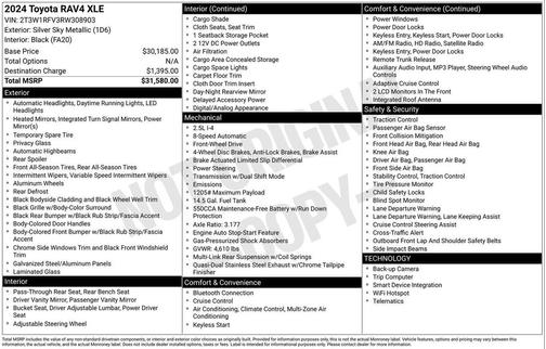 Silver Sky Metallic 2024 Toyota RAV4 XLE