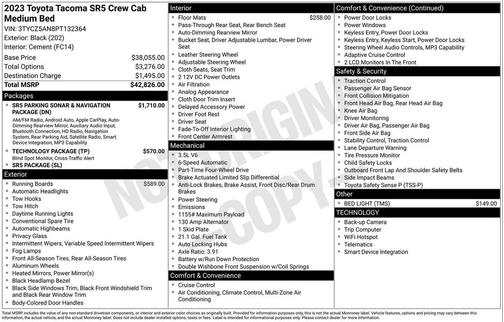 Black 2023 Toyota Tacoma SR5