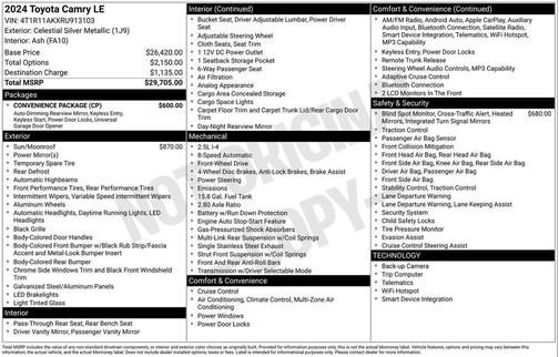 Celestial Silver Metallic 2024 Toyota Camry LE