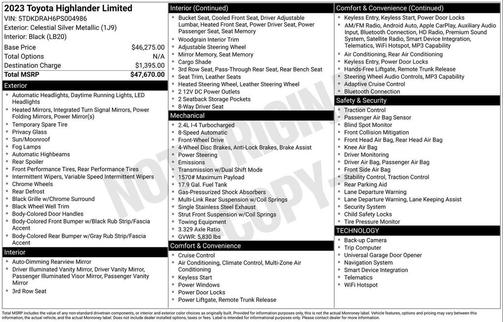 Celestial Silver Metallic 2023 Toyota Highlander Limited
