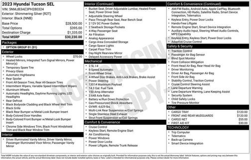 Shimmering Silver 2023 Hyundai TUCSON SEL