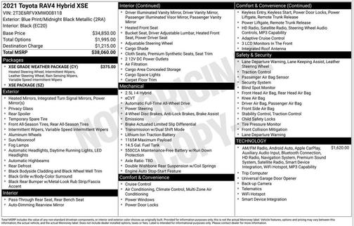 Blue Print/Midnight Black Metallic 2021 Toyota RAV4 Hybrid SE