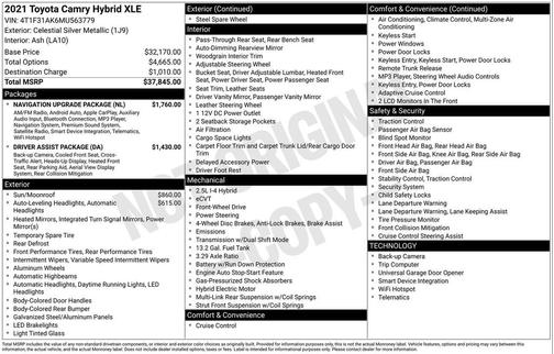 2021 Toyota Camry Hybrid XLE