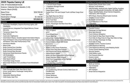 2025 Toyota Camry LE