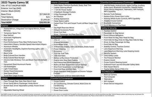 Ice Cap 2023 Toyota Camry SE