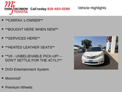 Super White 2015 Toyota Sienna XLE Premium