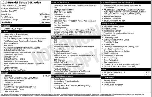 Fluid Metal 2020 Hyundai ELANTRA SEL