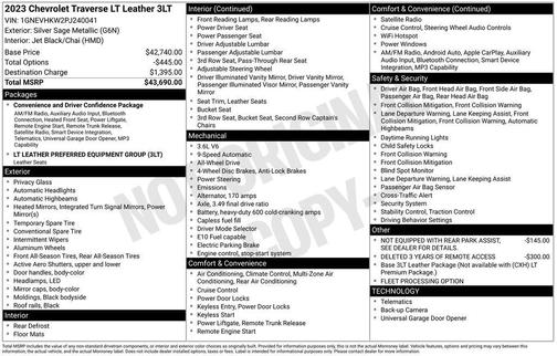 Silver Sage Metallic 2023 Chevrolet Traverse LT Leather