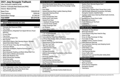 Colorado Red Clearcoat 2021 Jeep Renegade Trailhawk