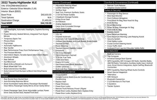Celestial Silver Metallic 2022 Toyota Highlander XLE