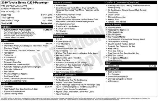 Predawn Gray Mica 2019 Toyota Sienna XLE