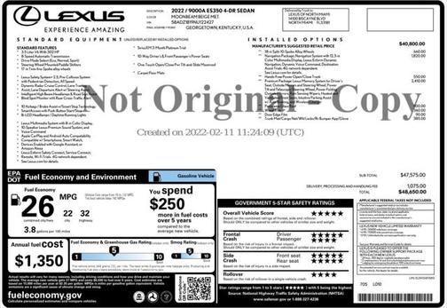 2022 Lexus ES 350 Base