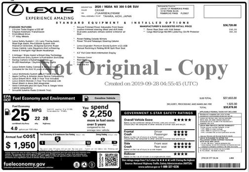 2020 Lexus NX 300 Base