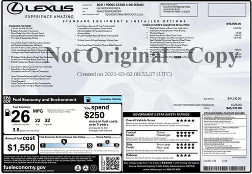 2021 Lexus ES 350 Premium