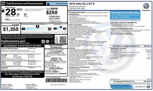 2019 Volkswagen Jetta GLI 2.0T S
