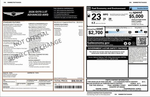 2026 Genesis GV70 2.5T Advanced