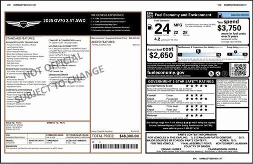 2025 Genesis GV70 2.5T