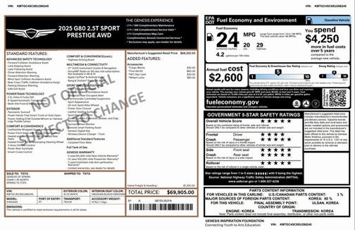 2025 Genesis G80 2.5T Sport Prestige