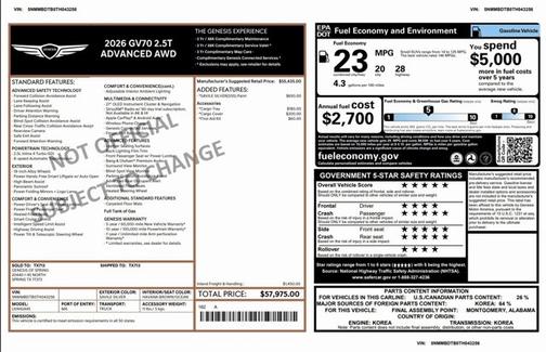 2026 Genesis GV70 2.5T Advanced