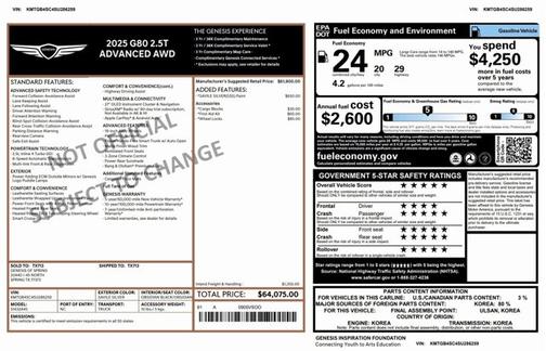 2025 Genesis G80 2.5T Advanced
