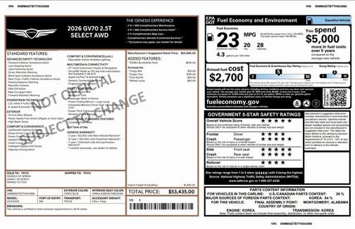 2026 Genesis GV70 2.5T Select