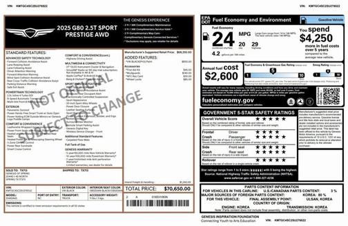 2025 Genesis G80 2.5T Sport Prestige