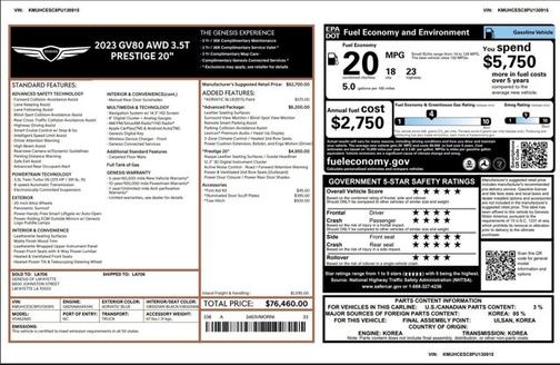 2023 Genesis GV80 3.5T Prestige