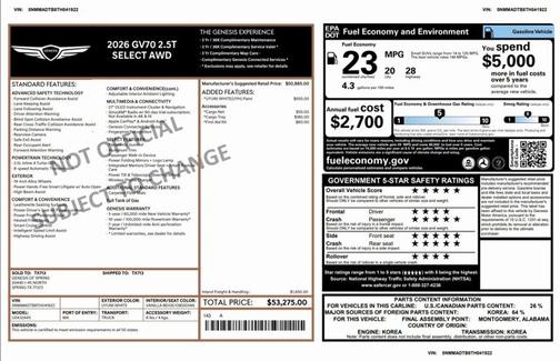 2026 Genesis GV70 2.5T Select