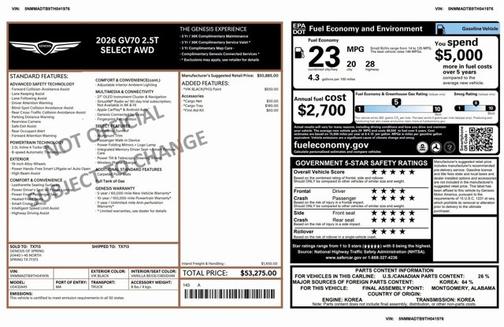 2026 Genesis GV70 2.5T Select