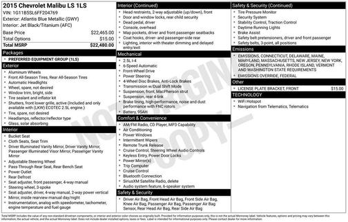 2015 Chevrolet Malibu 1LS