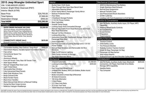 2015 Jeep Wrangler Unlimited Sport