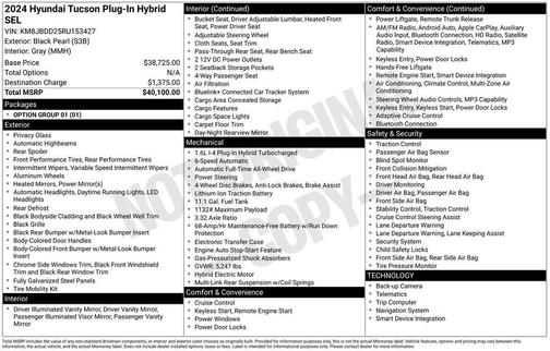 Black Pearl 2024 Hyundai TUCSON Plug-In Hybrid SEL