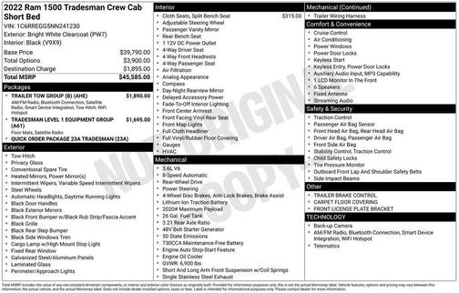 Bright White Clearcoat 2022 RAM 1500 Tradesman