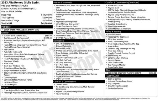 2023 Alfa Romeo Giulia Sprint RWD