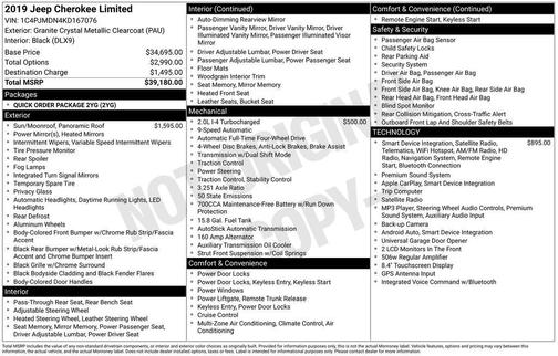 Granite Crystal Metallic Clearcoat 2019 Jeep Cherokee Limited